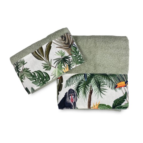 Set de toallas JUNGLE de puro algodón Made in Italy