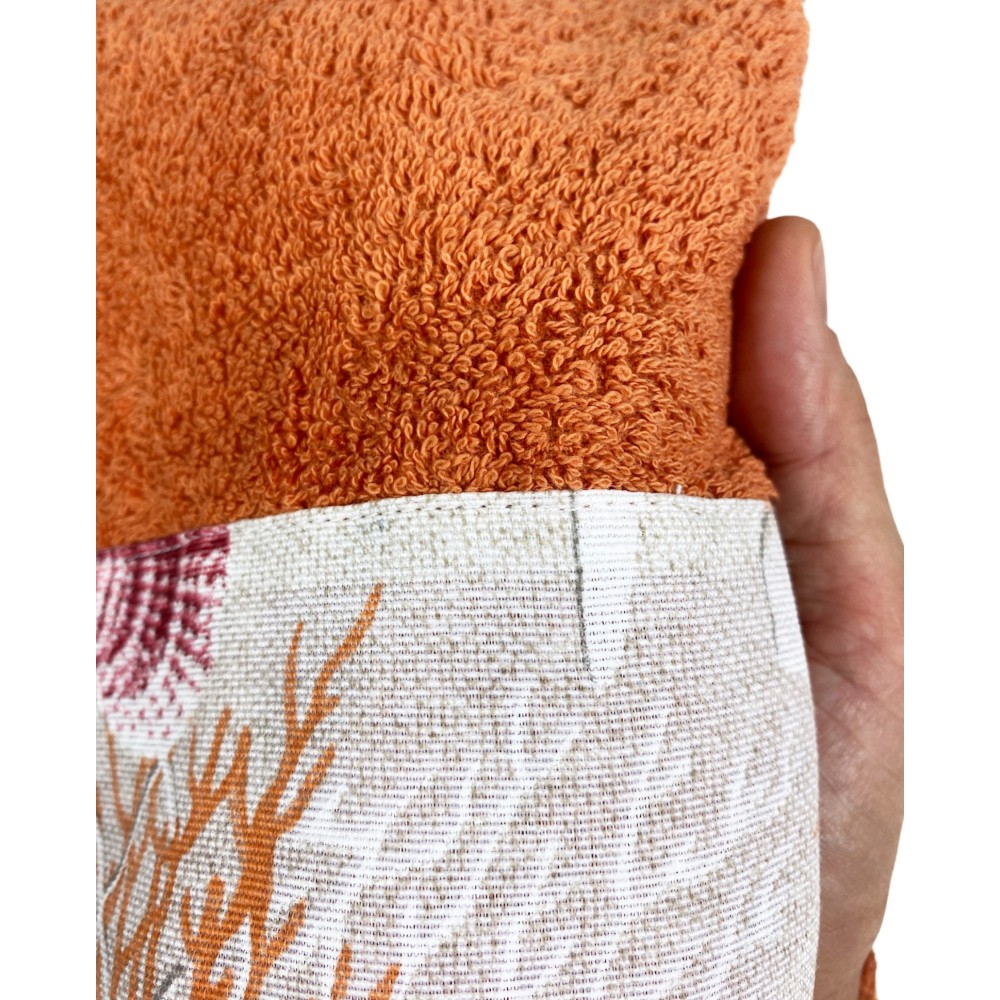 SET asciugamani con bordo CORALLI ROSSO in puro cotone Made in Italy