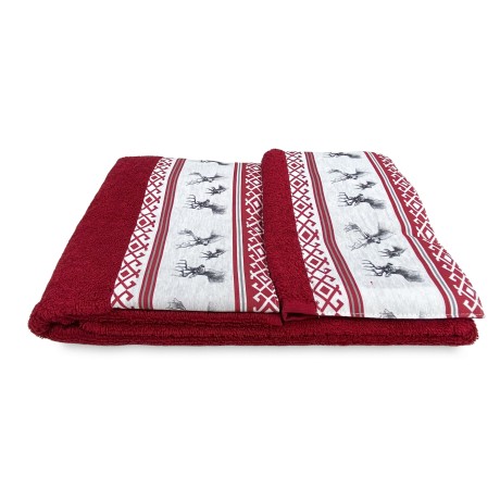 SET toallas con borde tirolés CERVINO ROSSO en puro algodón Made in Italy 2
