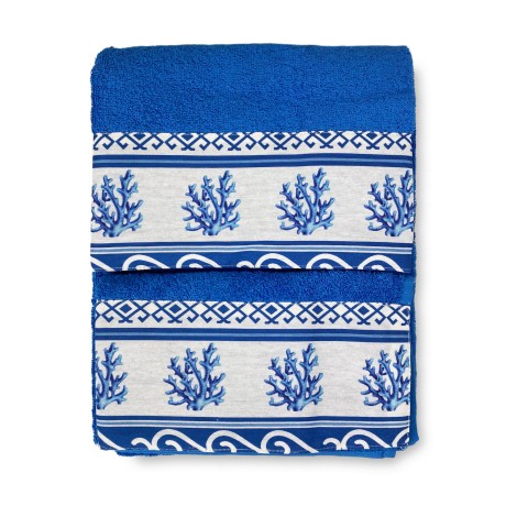 SET asciugamani con bordo GRECIA Mare marino blu in puro cotone Made in Italy