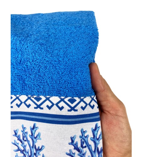 SET asciugamani con bordo GRECIA Mare marino blu in puro cotone Made in Italy