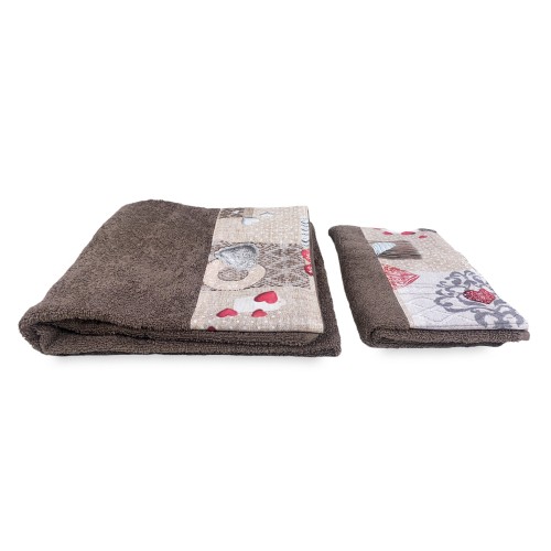 SET towels with Tyrolean edge SHABBY Red in pure cotton Made in Italy