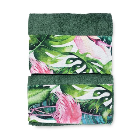 SET towels with FLAMINGO border in pure cotton Made in Italy