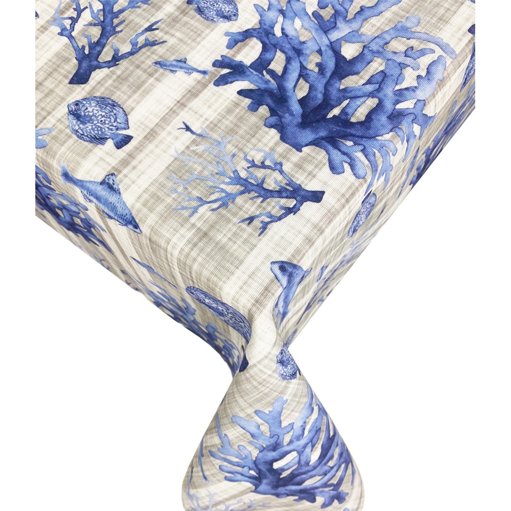STAIN-RESISTANT TABLECLOTH RESIN-COATED TORINO sea FISH Blue sea sea