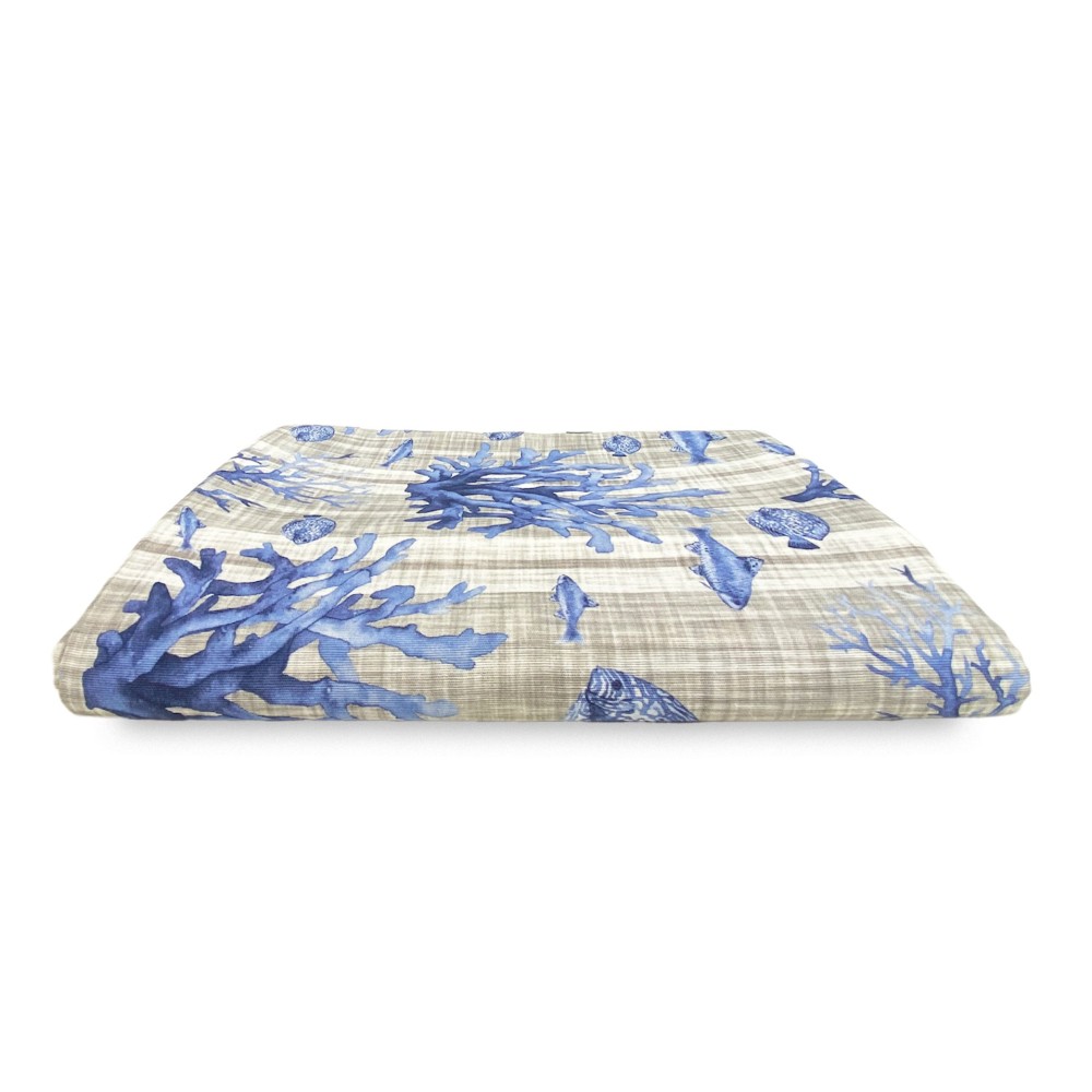 TELO ARREDO copritutto GRAN FOULARD COPRILETTO copridivano PESCI mare marino BLU