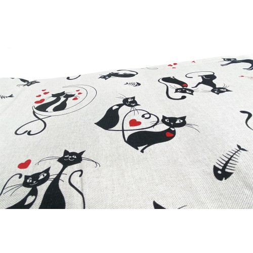 BADEN BEZUG GRAN SCARF Tagesdecke SOFA BEZUG Stoff Dory GATTI Katze SCHWARZ
