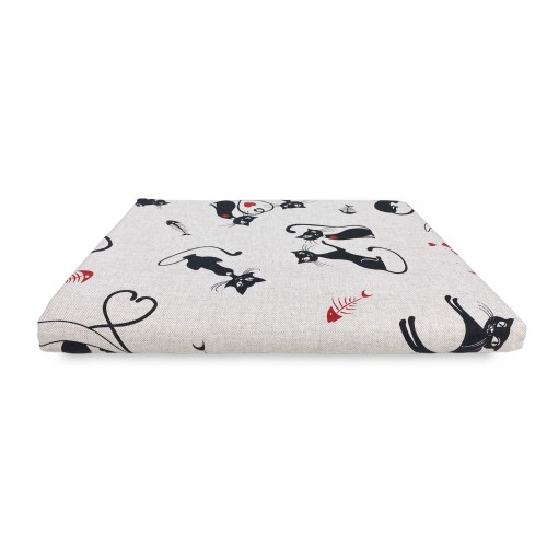 BADEN BEZUG GRAN SCARF Tagesdecke SOFA BEZUG Stoff Dory GATTI Katze SCHWARZ