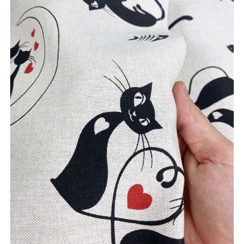 BADEN BEZUG GRAN SCARF Tagesdecke SOFA BEZUG Stoff Dory GATTI Katze SCHWARZ