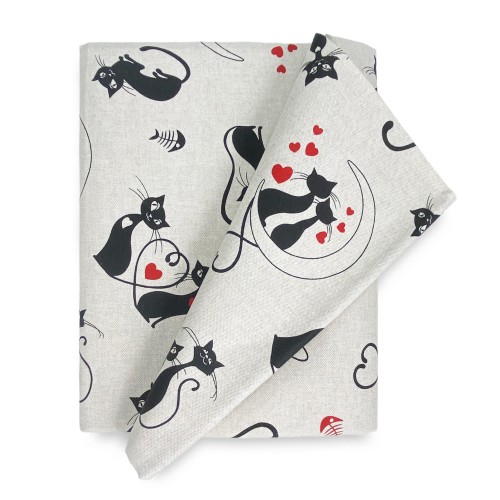 FURNISHING COVER GRAN SCARF bedspread SOFA COVER FABRIC Dory GATTI cat BLACK