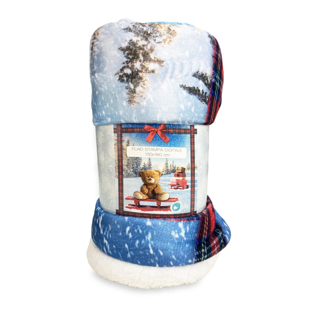 PLAID coperta IN PILE SHERPA DIGITALE fotografico SLITTA Orsetto