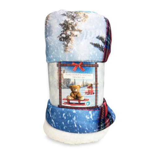 PLAID coperta IN PILE SHERPA DIGITALE fotografico SLITTA Orsetto