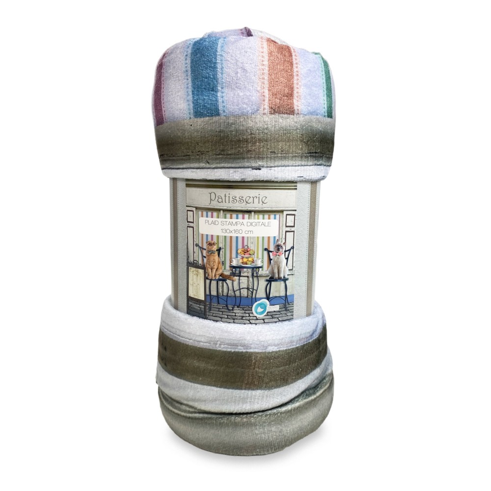 PLAID Decke FLEECE SHERPA DIGITAL Foto Katzen Patisserie