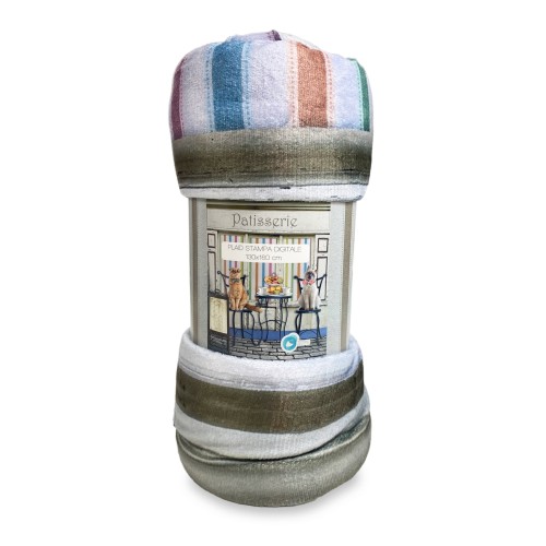 PLAID Decke FLEECE SHERPA DIGITAL Foto Katzen Patisserie