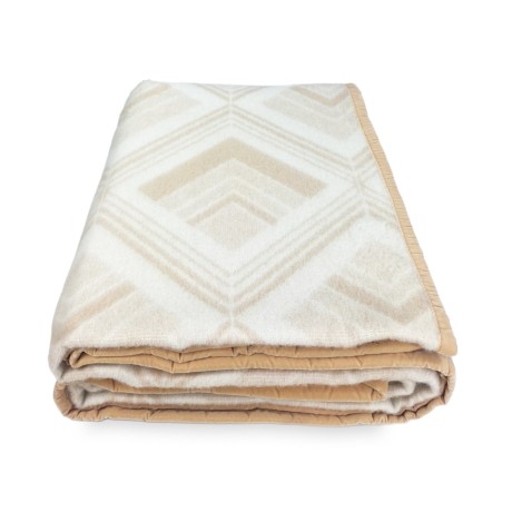 COPERTA SQUARE in vera Pura LANA morbida e calda colore Naturale 2