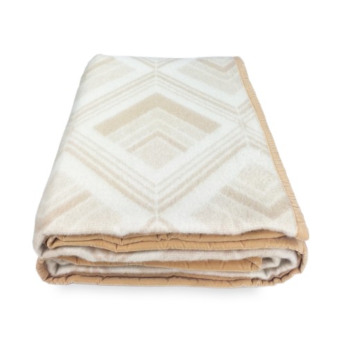 COPERTA SQUARE in vera Pura LANA morbida e calda colore Naturale