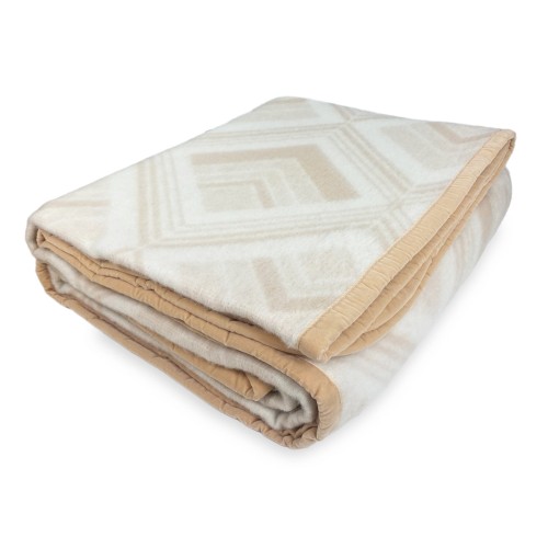COPERTA SQUARE in vera Pura LANA morbida e calda colore Naturale