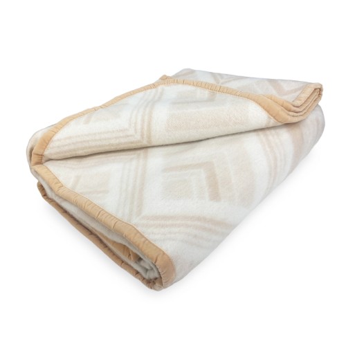 COPERTA SQUARE in vera Pura LANA morbida e calda colore Naturale
