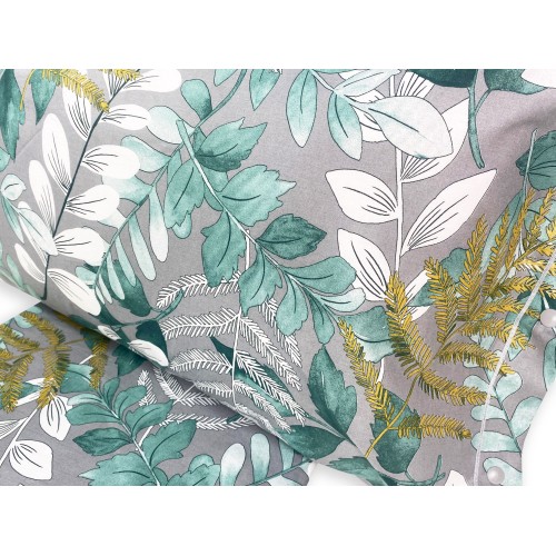 DUVET COVER FOGLIA Verde in Pure Cotton Made in Italy