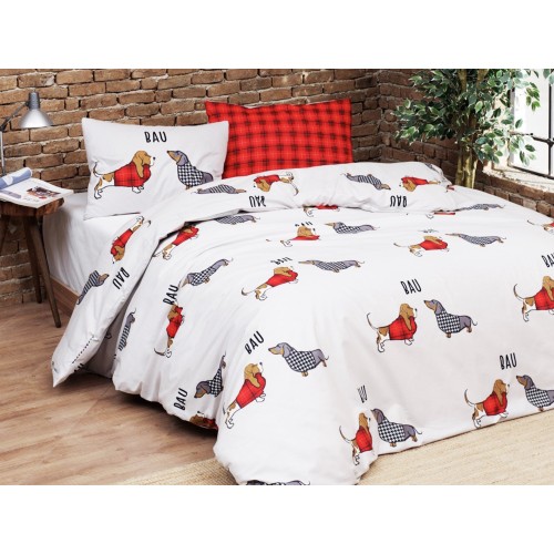 COPRIPIUMINO CAGNOLINI Rosso in Puro cotone Extra Double Face