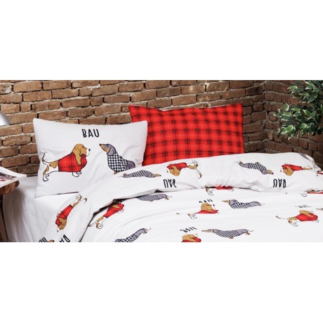 HOUSSE DE COUETTE POUR CHIEN Rouge en Coton Pur Extra Double Face 2