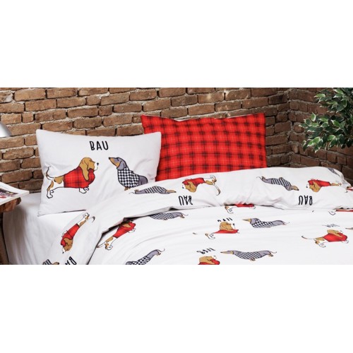 COPRIPIUMINO CAGNOLINI Rosso in Puro cotone Extra Double Face
