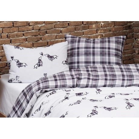 FUNDA NÓRDICA DACHSHUNDS gris en puro algodón extra doble cara 2