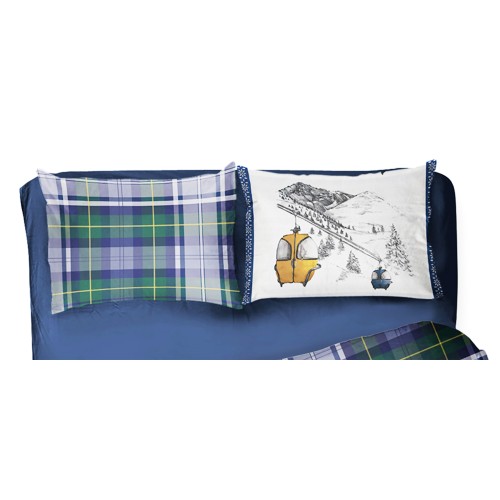 FUNDA NÓRDICA TELEFÉRICO ALPINO Azul en Puro Algodón Extra Doble Cara