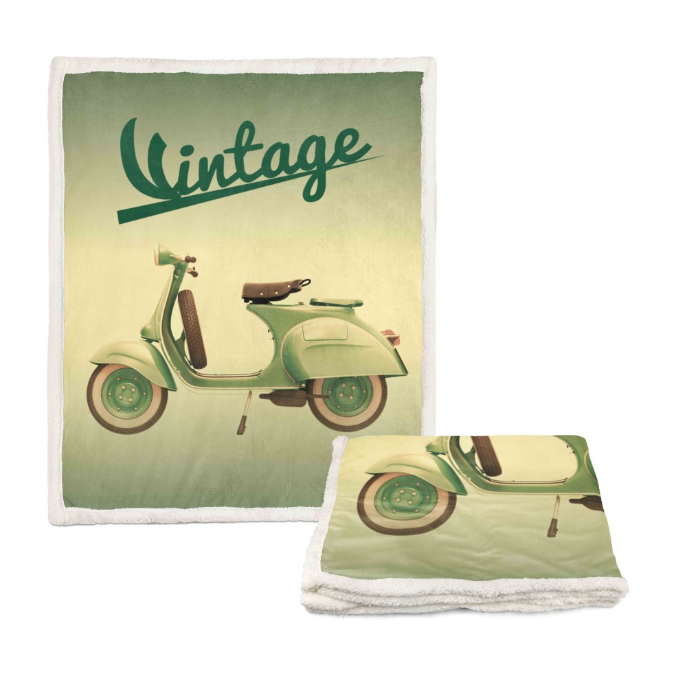 PLAID coperta IN PILE SHERPA fantasy HD VESPA VINTAGE