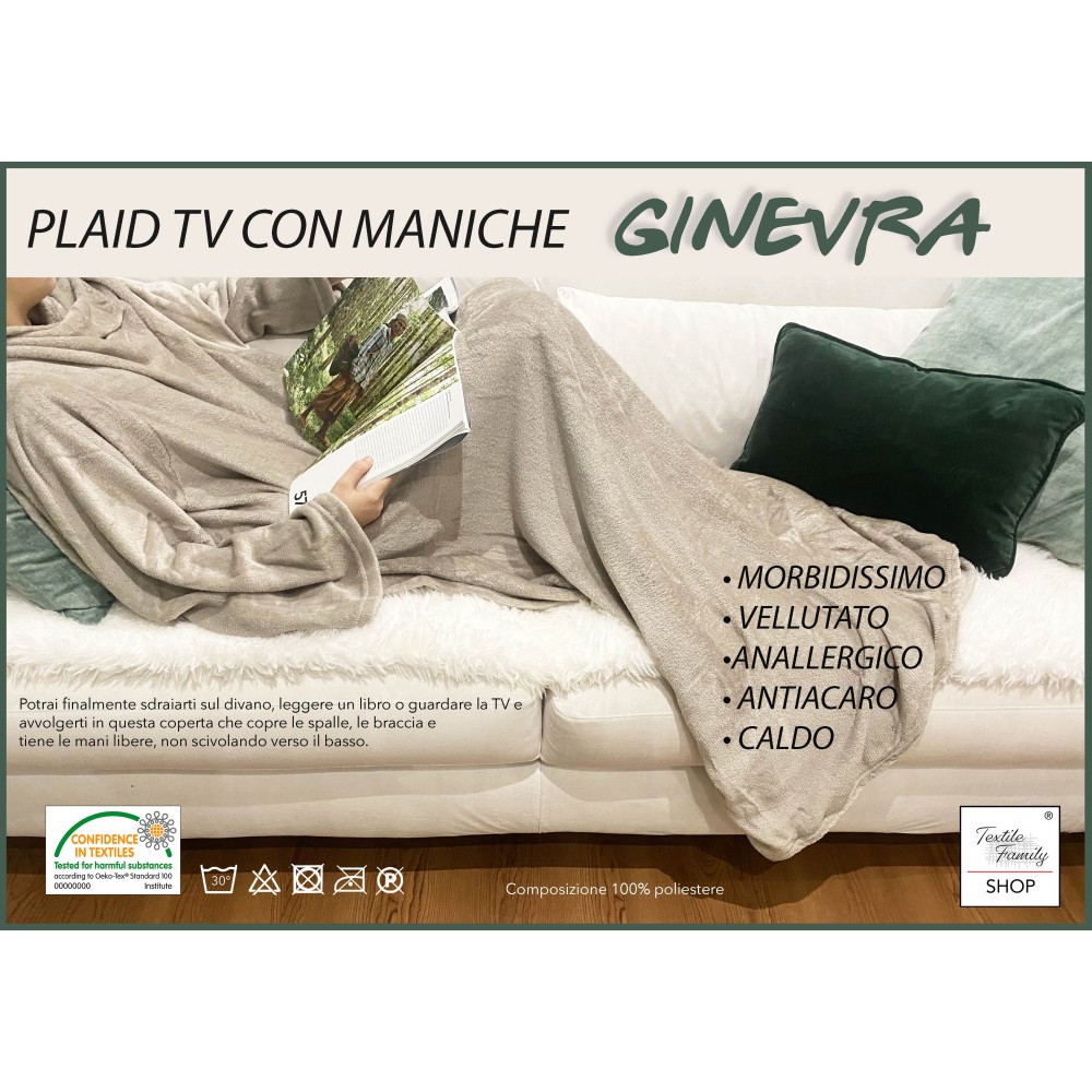 PLAID TV BLANKET in Soft Fleece With Soft and Velvety SLEEVES