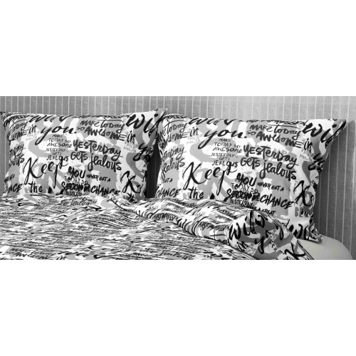 Housse de couette ÉCRITE Écritures modernes en microfibre douce Made in Italy