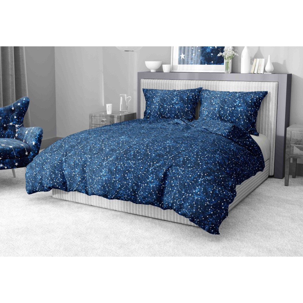 CONSTELLATION DUVET COVER Blue in soft Microfiber Made in Italy