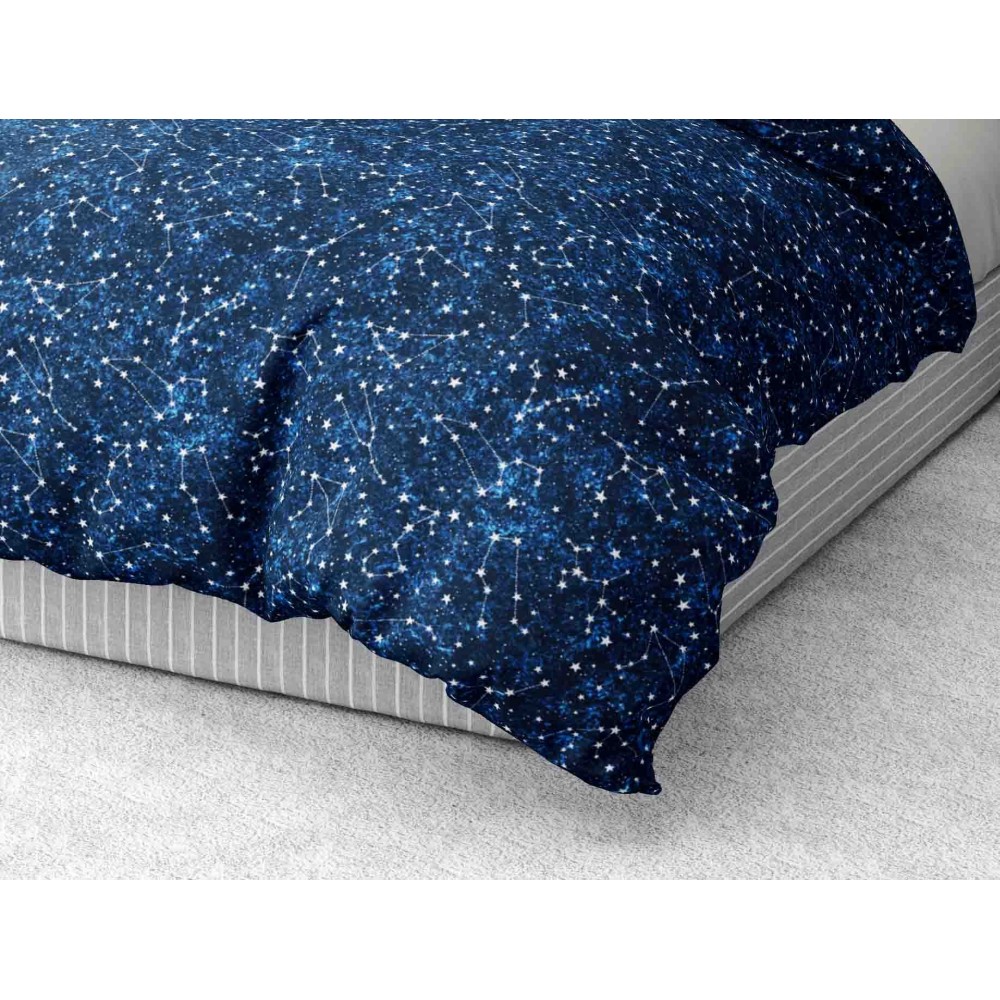 CONSTELLATION BETTBEZUG Blau aus weicher Mikrofaser Made in Italy
