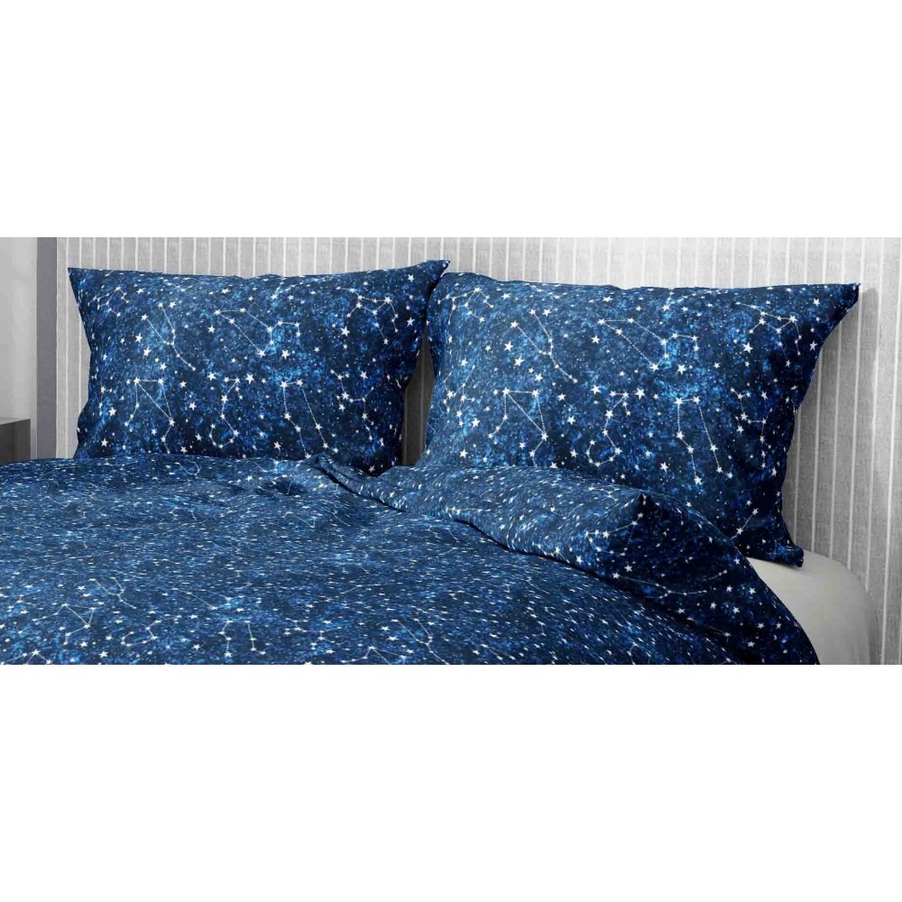 Housse de couette CONSTELLAZIONE Blu en Microfibre douce Made in Italy