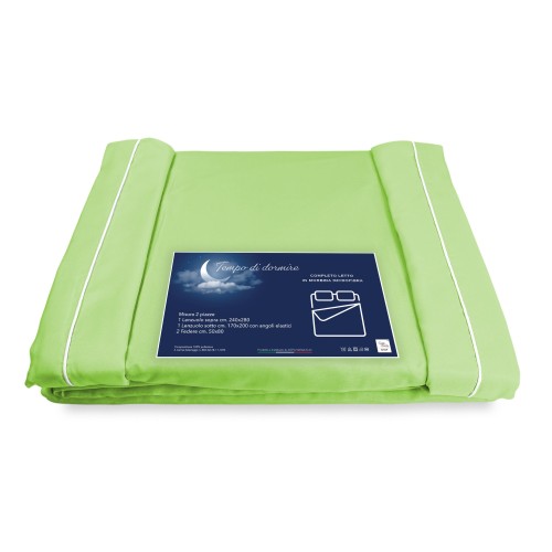 LAKENSET aus weicher Mikrofaser SOLID ACID GREEN Double 2 SQUARES ohne Bügeleisen