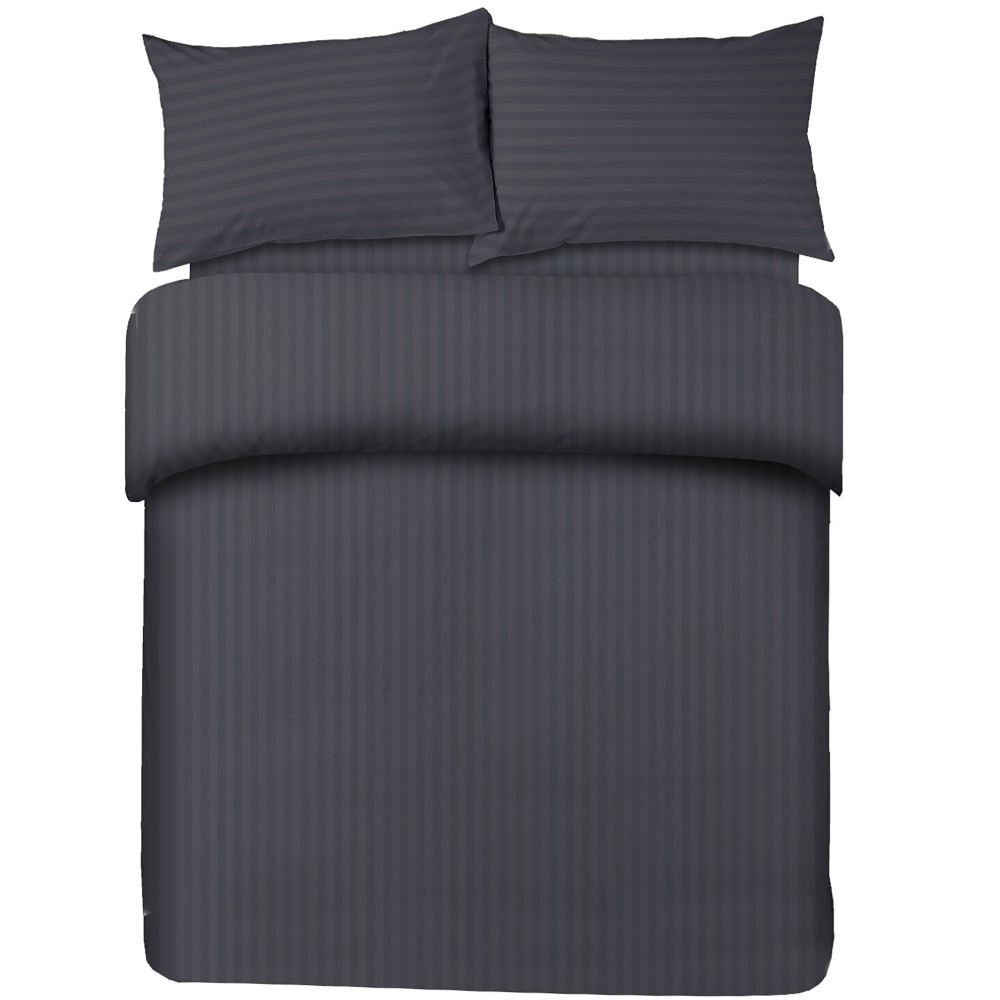 FUNDA NÓRDICA SATELLO Rayas en COLOR LISO Gris Oscuro Doble cm. 250x200 milímetros