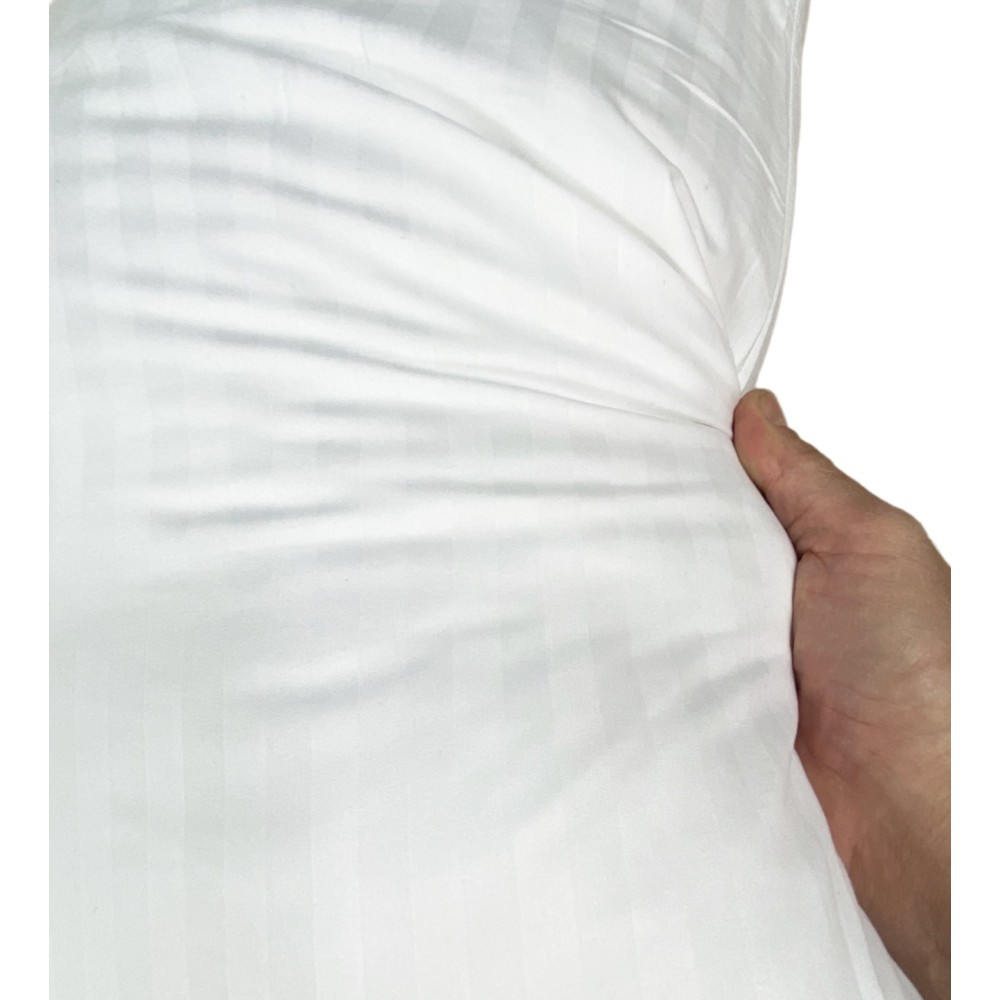 HOUSSE DE COUETTE Rasatello rayé en couleur unie Blanc Double cm. 250x200
