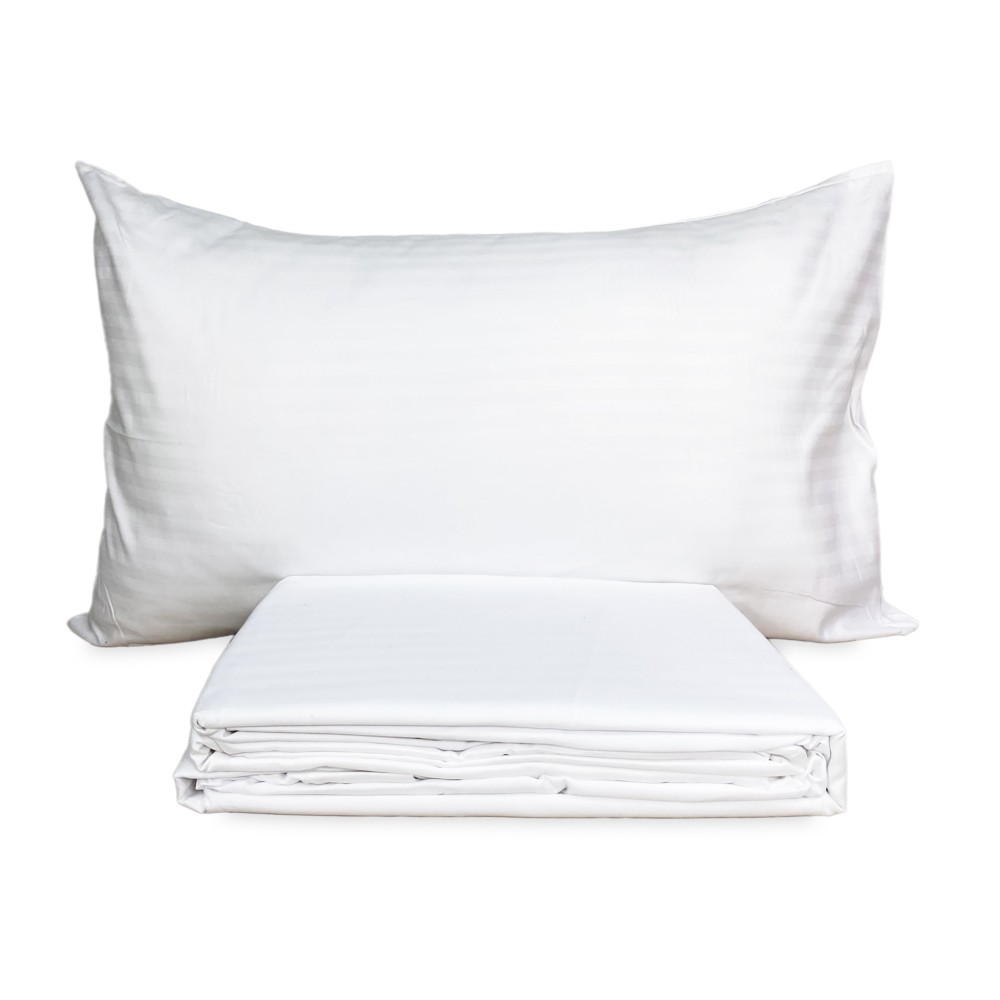 FUNDA NÓRDICA SATÉN Rayas en COLOR LISO Blanco Doble cm. 250x200 milímetros