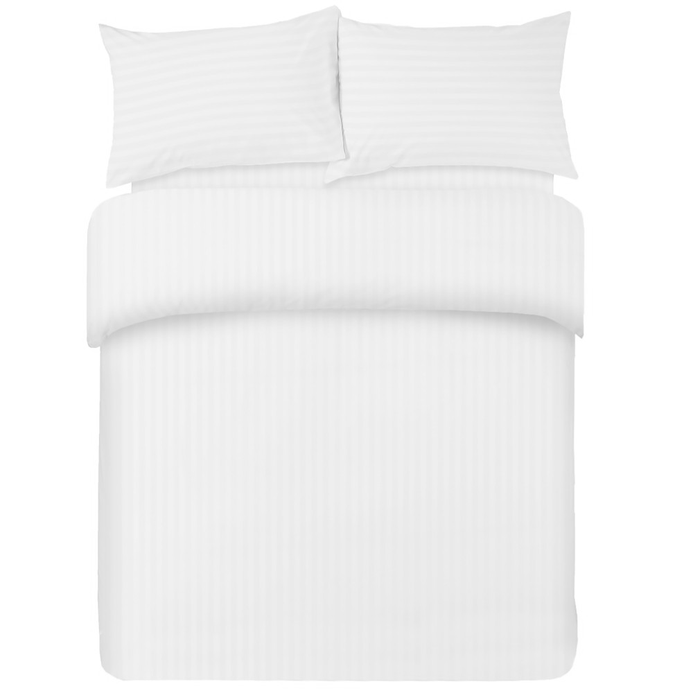 FUNDA NÓRDICA SATÉN Rayas en COLOR LISO Blanco Doble cm. 250x200 milímetros