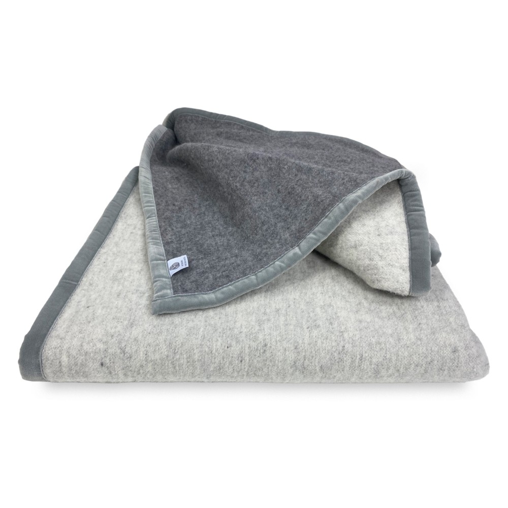 COPERTA BICOLOR in vera pura LANA vergine  morbida e calda GRIGIO Melange