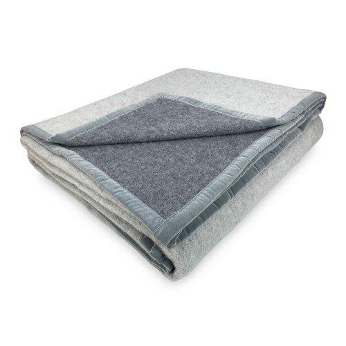 COPERTA BICOLOR in vera pura LANA vergine  morbida e calda GRIGIO Melange