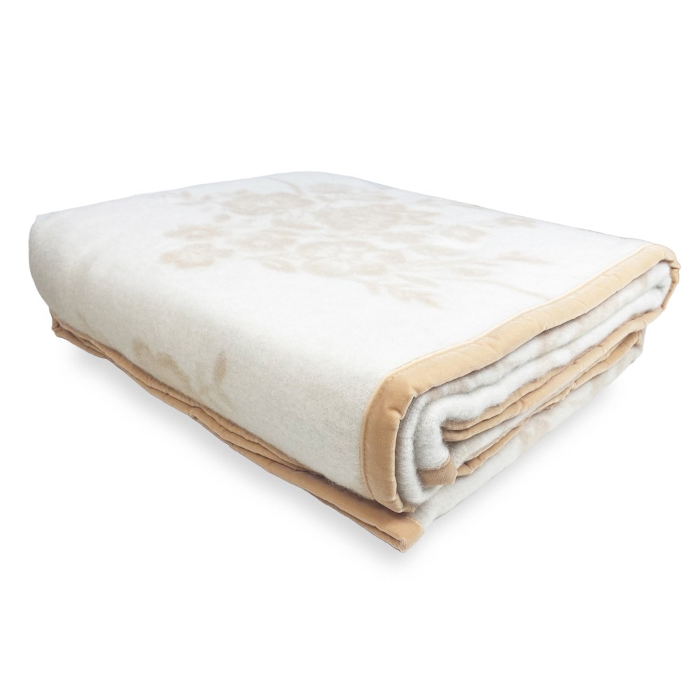 Couverture en Pure laine vierge dans un beau design classique sur fond beige