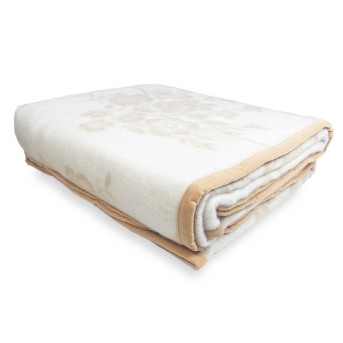 Pure virgin wool blanket in a beautiful classic design on beige