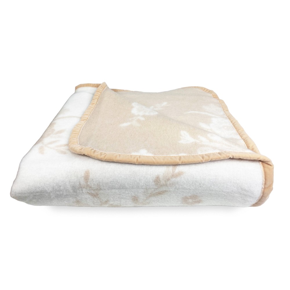 Couverture en Pure laine vierge dans un beau design classique sur fond beige