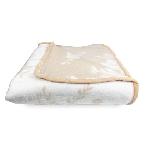 Couverture en Pure laine vierge dans un beau design classique sur fond beige