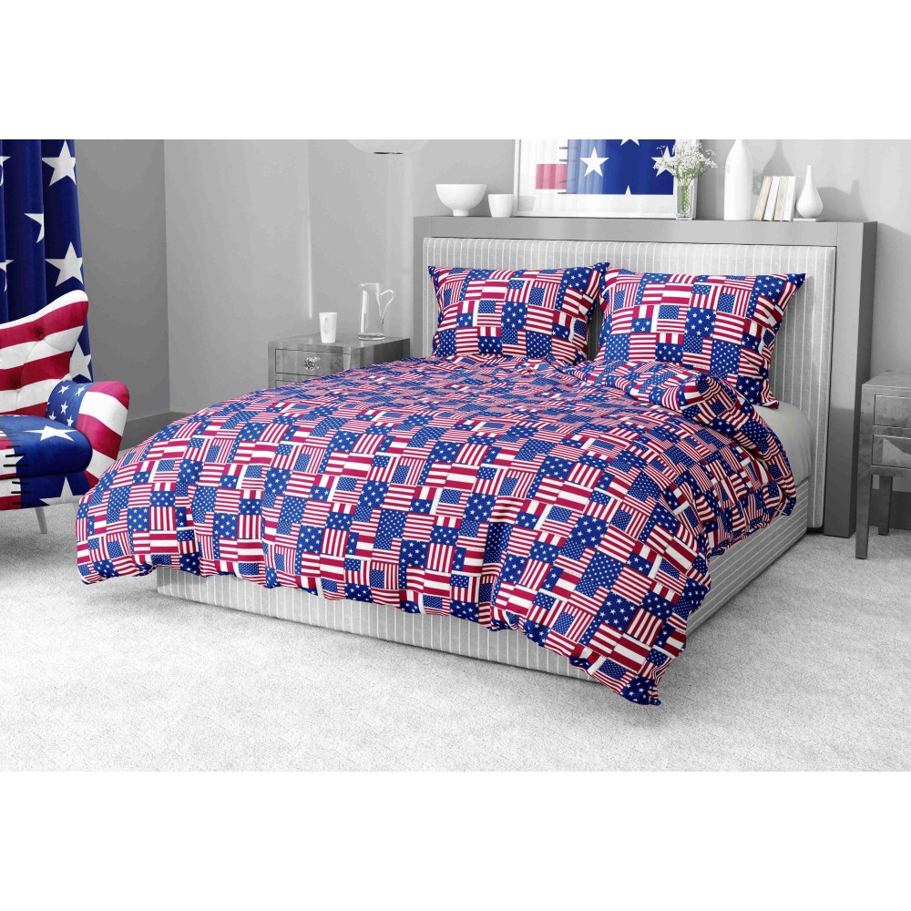 FUNDA NÓRDICA AMERICAN FLAGS en suave Microfibra AMERICA U.S.A Made in Italy