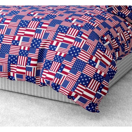 COPRIPIUMINO BANDIERE AMERICANE in morbida Microfibra AMERICA U.S.A Made in Italy 2