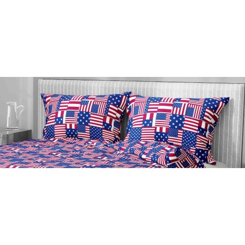 AMERICAN FLAGS DUVET COVER in soft Microfiber AMERICA U.S.A Made in Italy