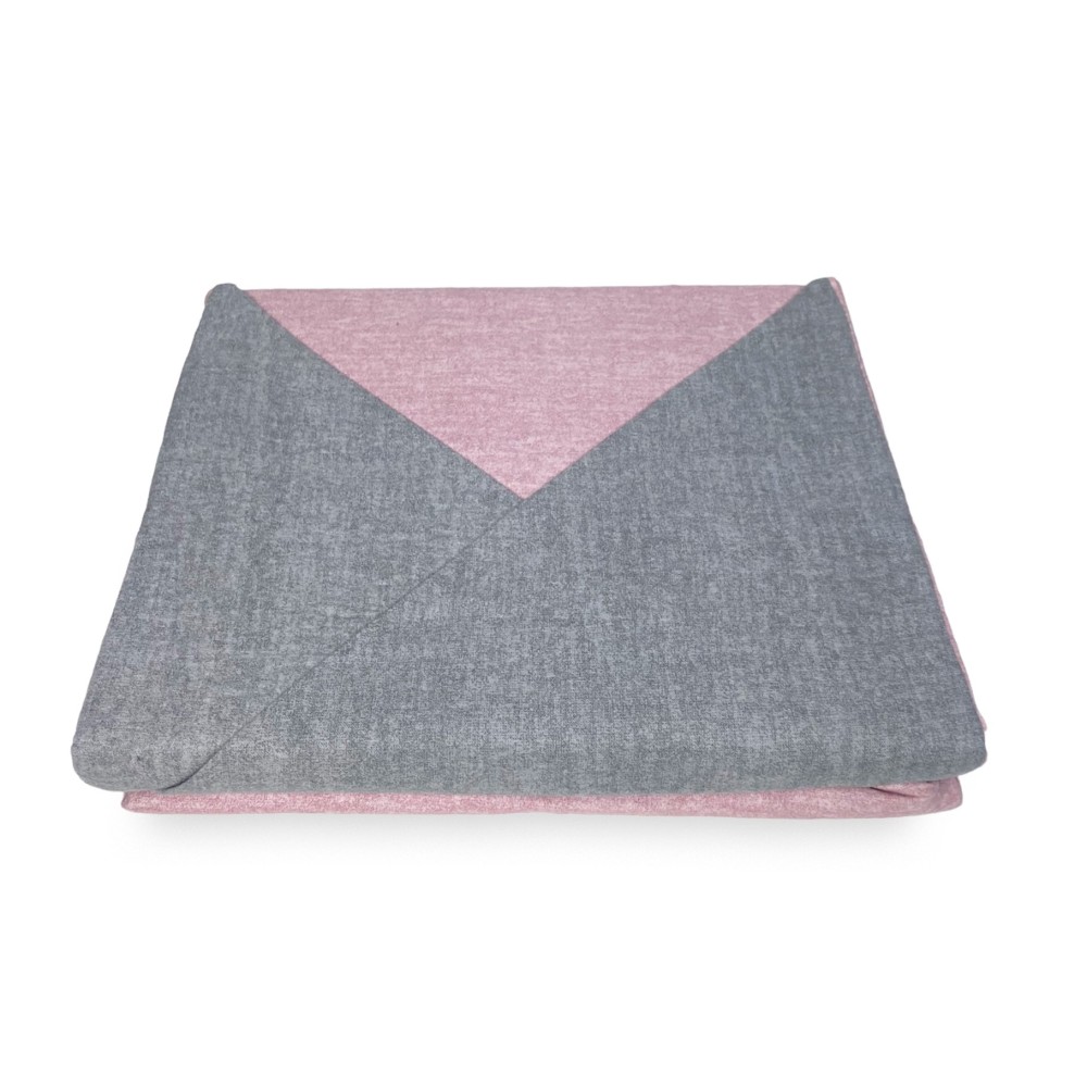 COPRIPIUMINO in flanella FLANELLATO BICOLORE Grigio e Rosa in Puro Cotone