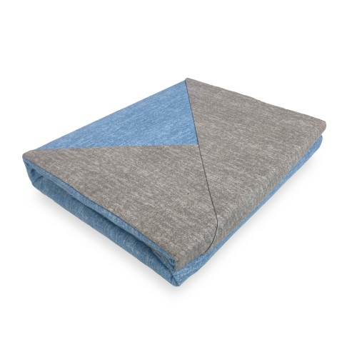 COPRIPIUMINO in flanella FLANELLATO BICOLORE Grigio e Blu in Puro Cotone