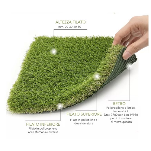 Prato Sintetico WINDSOR © Erba finta Tappeto Manto Giardino Realistico 5 Sfumature Qualità Extra